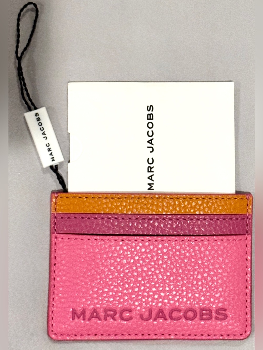 Marc Jacobs Pebbled Leather Card Holder Wallet Multi Pinks & Orange Colors- NWT!